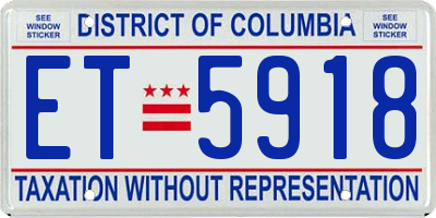 DC license plate ET5918