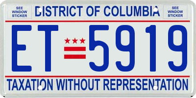DC license plate ET5919