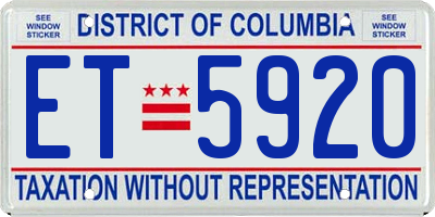 DC license plate ET5920