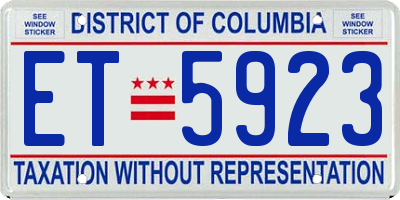 DC license plate ET5923
