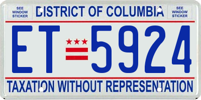 DC license plate ET5924