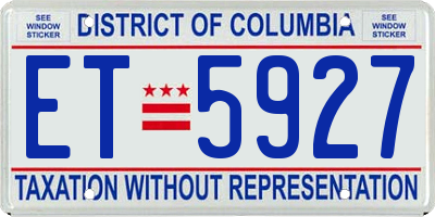 DC license plate ET5927
