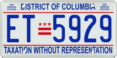 DC license plate ET5929