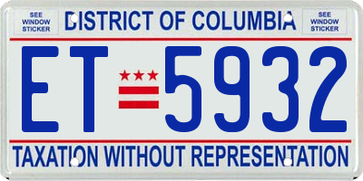 DC license plate ET5932