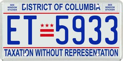 DC license plate ET5933