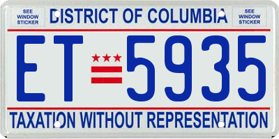 DC license plate ET5935