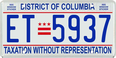 DC license plate ET5937