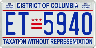 DC license plate ET5940