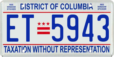 DC license plate ET5943