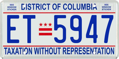 DC license plate ET5947