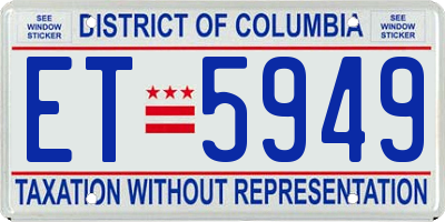 DC license plate ET5949
