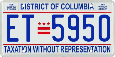 DC license plate ET5950