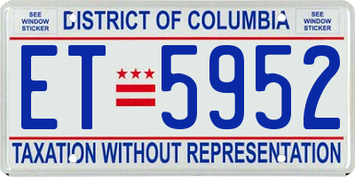 DC license plate ET5952