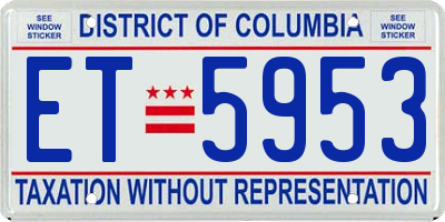 DC license plate ET5953