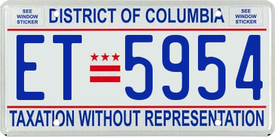 DC license plate ET5954