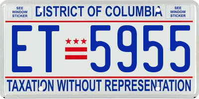 DC license plate ET5955