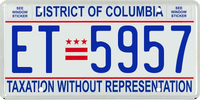 DC license plate ET5957