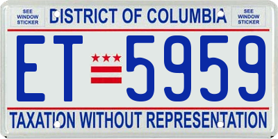 DC license plate ET5959