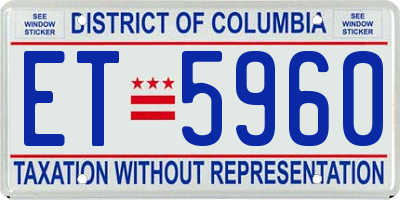 DC license plate ET5960