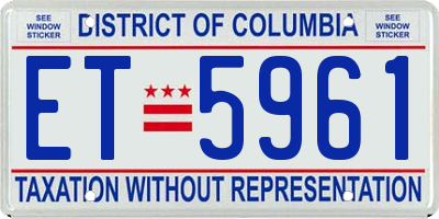 DC license plate ET5961