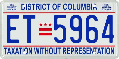DC license plate ET5964