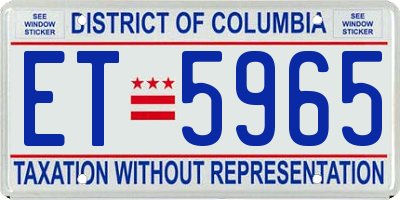 DC license plate ET5965