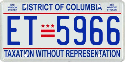 DC license plate ET5966