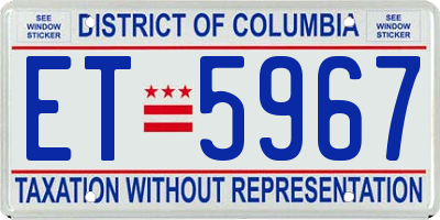 DC license plate ET5967