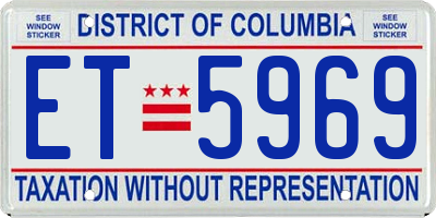 DC license plate ET5969