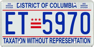 DC license plate ET5970