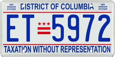DC license plate ET5972