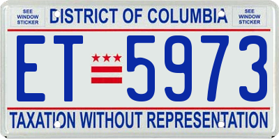 DC license plate ET5973