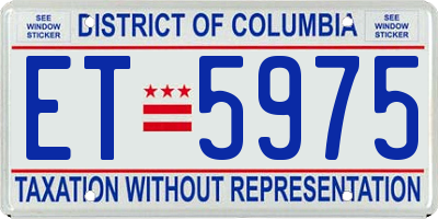 DC license plate ET5975