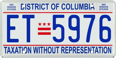 DC license plate ET5976