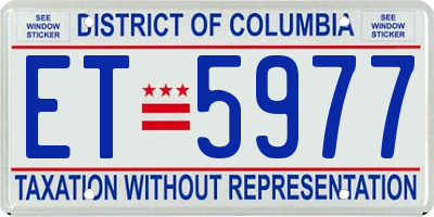DC license plate ET5977
