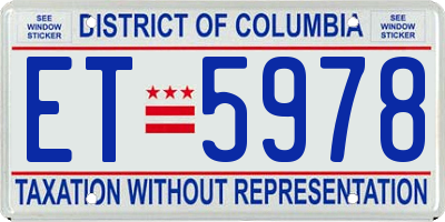 DC license plate ET5978