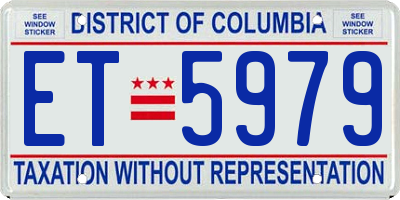 DC license plate ET5979
