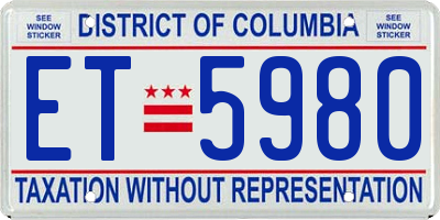 DC license plate ET5980