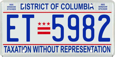 DC license plate ET5982