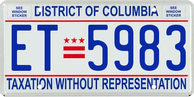 DC license plate ET5983