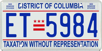 DC license plate ET5984