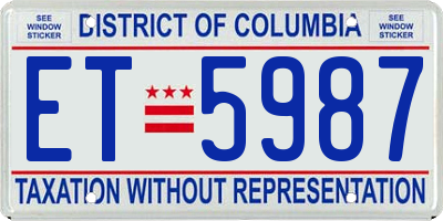 DC license plate ET5987