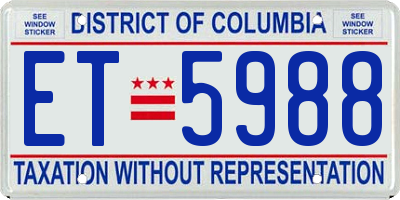 DC license plate ET5988