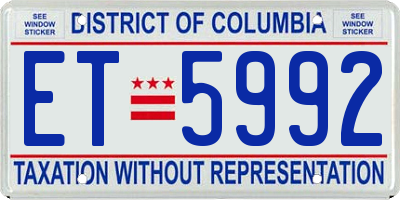 DC license plate ET5992