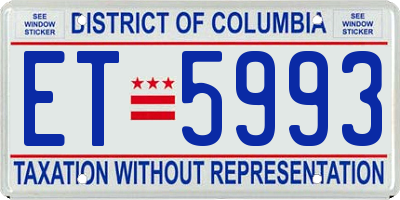 DC license plate ET5993