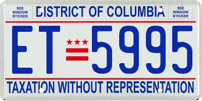 DC license plate ET5995