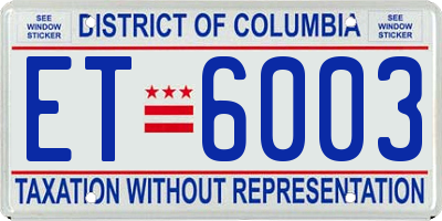 DC license plate ET6003