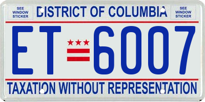 DC license plate ET6007