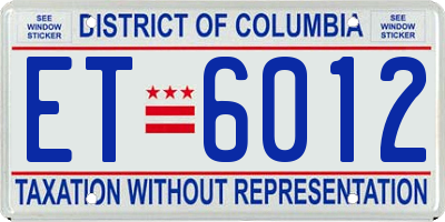 DC license plate ET6012