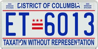 DC license plate ET6013